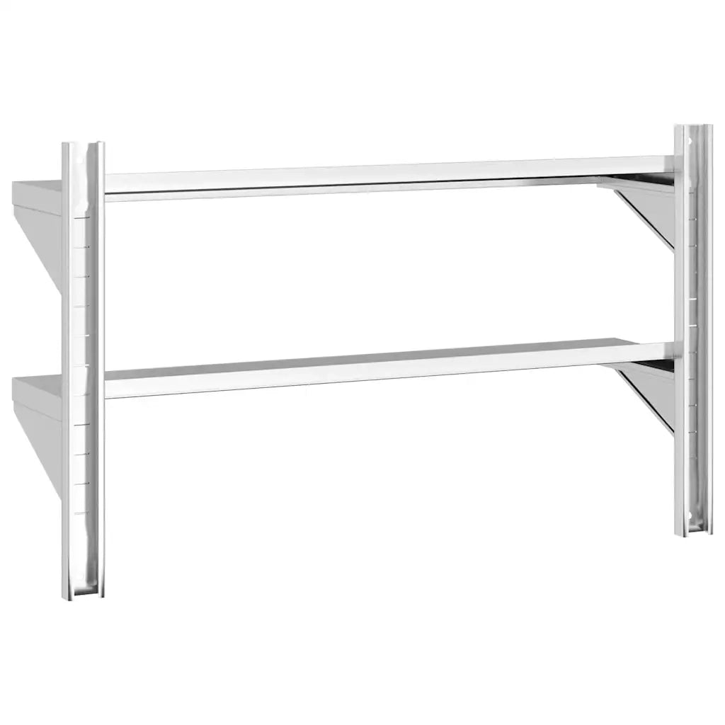 Mensola a Muro 2 Ripiani 100x23,5x60cm Argento in Acciaio Inox 30311