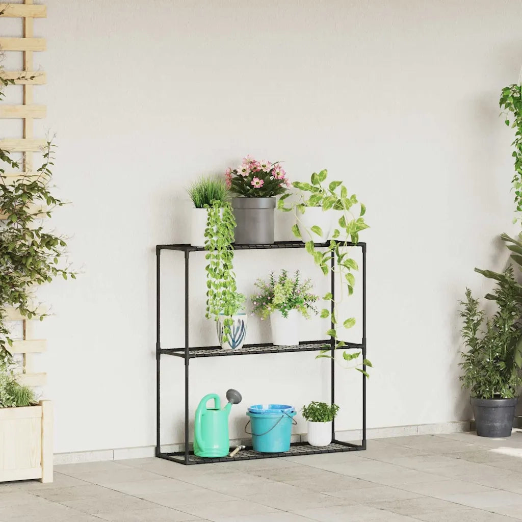 Supporto per piante | Sostegno per piante a 3 livelli Nero 100 x 32 x 102 cm Acciaio