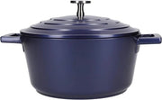 Padella Leggera con Coperchio di Stufato in Alluminio Fuso - Adatto per Piastra Induzione e Forno - Blu Metallizzato