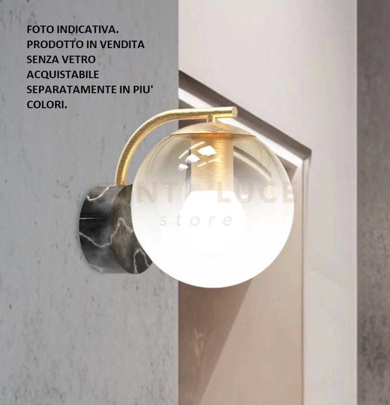 EVA-AP Applique da parete in metallo color ottone spazzolato e effetto marmo attacco E27 solo struttura senza vetro