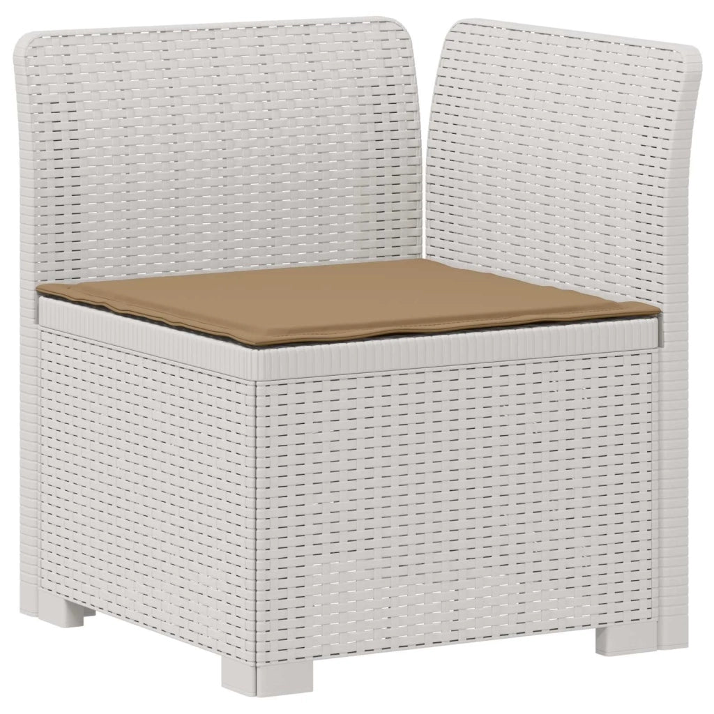 Divano da Giardino 5 Posti con Cuscini Stile Rattan PP Bianco 3443900