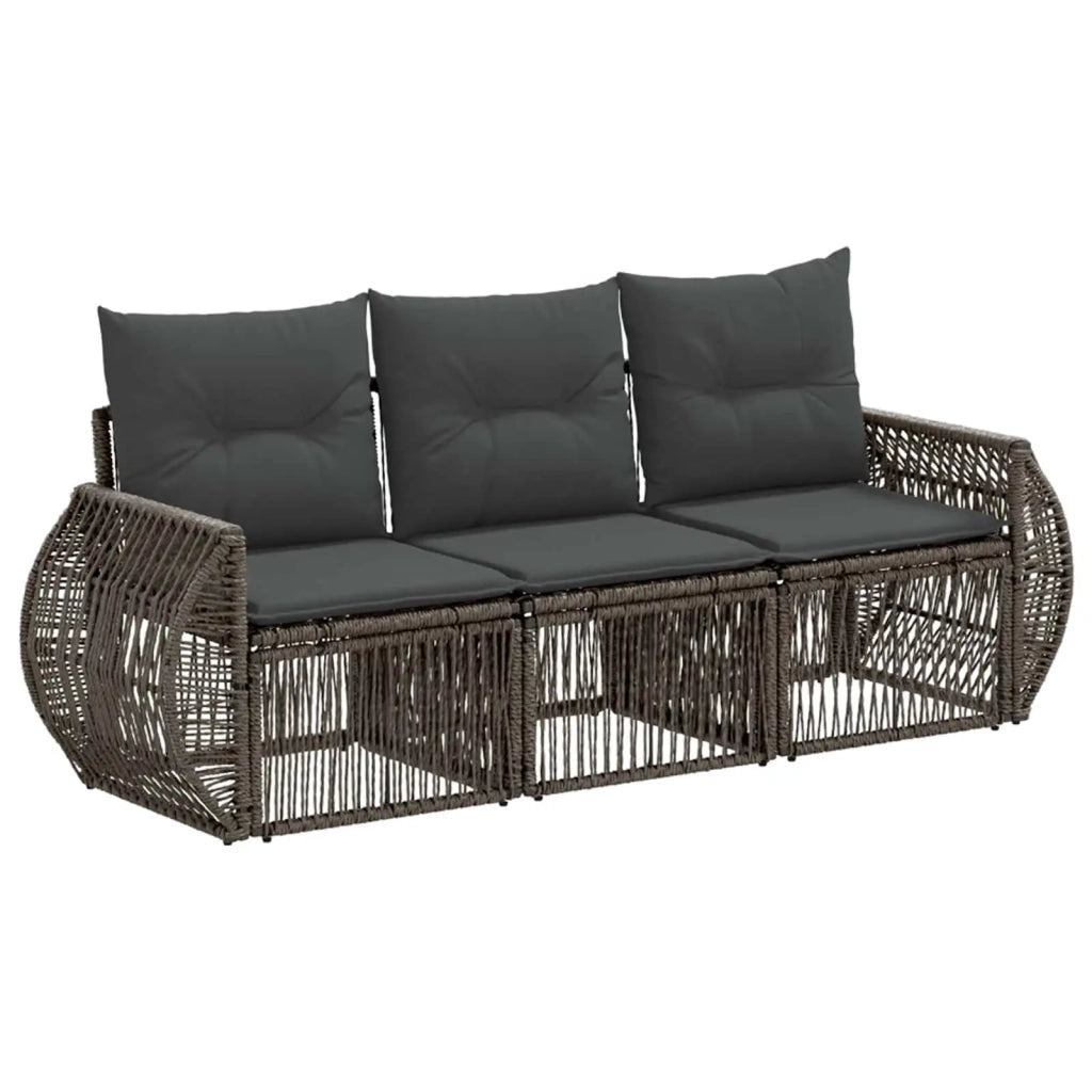 Set Divano da Giardino 3 pcs Grigio e Grigio Scuro polyrattan 3435335