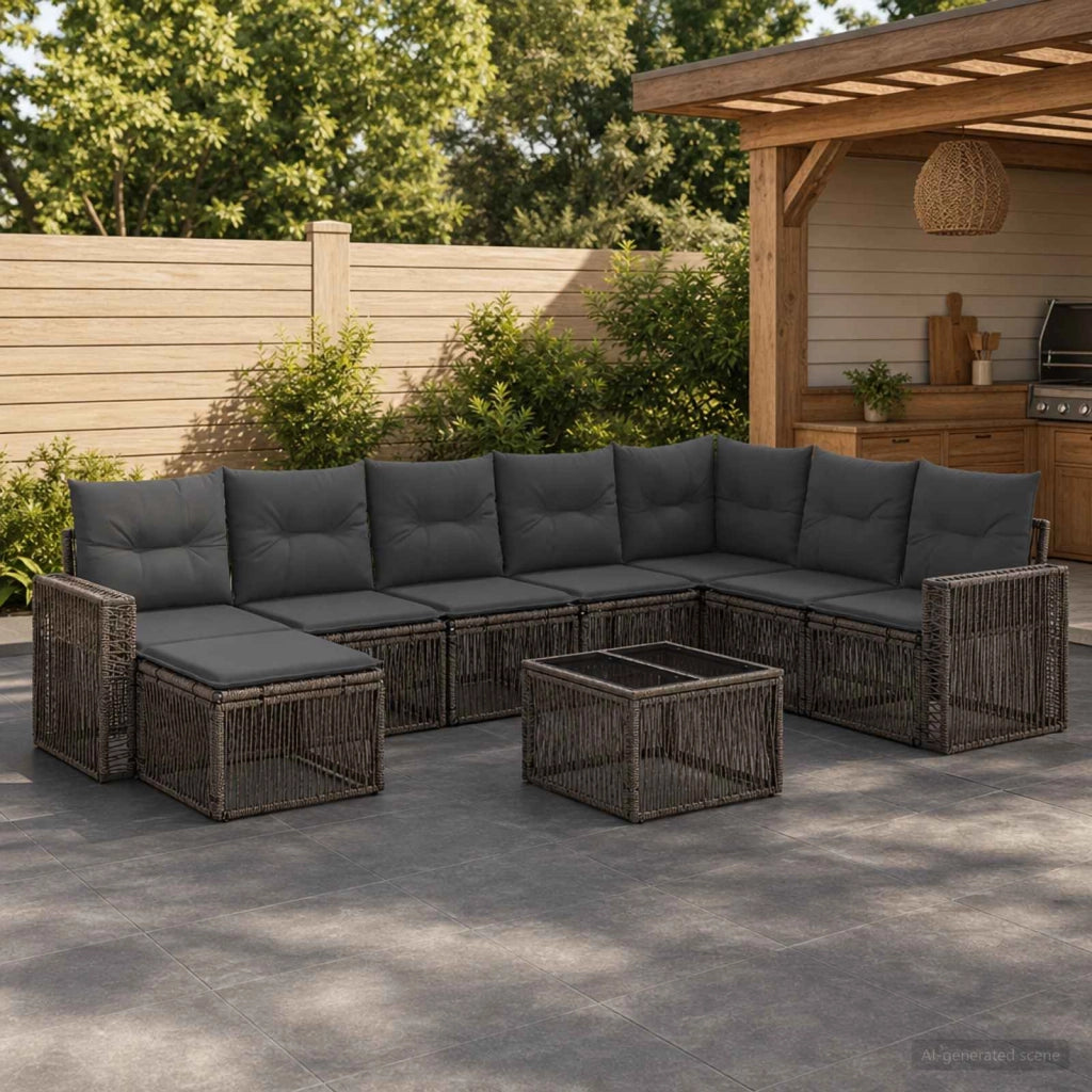 Set Divano da Giardino 9 pz Grigio e Grigio Scuro polyrattan 3435218