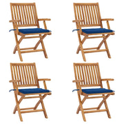 Sedie da Giardino Pieghevoli con Cuscini 4 pz Massello di Teak cod mxl 75184