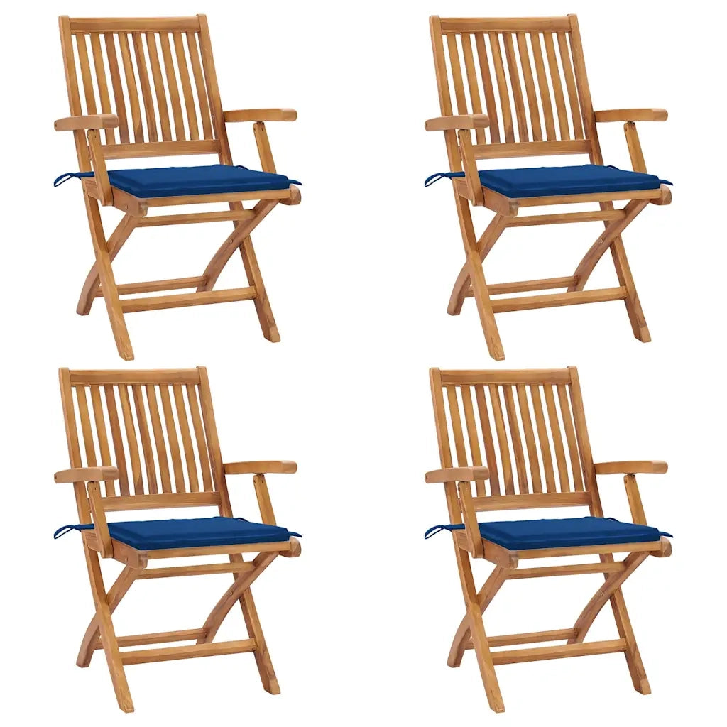 Sedie da Giardino Pieghevoli con Cuscini 4 pz Massello di Teak cod mxl 75184