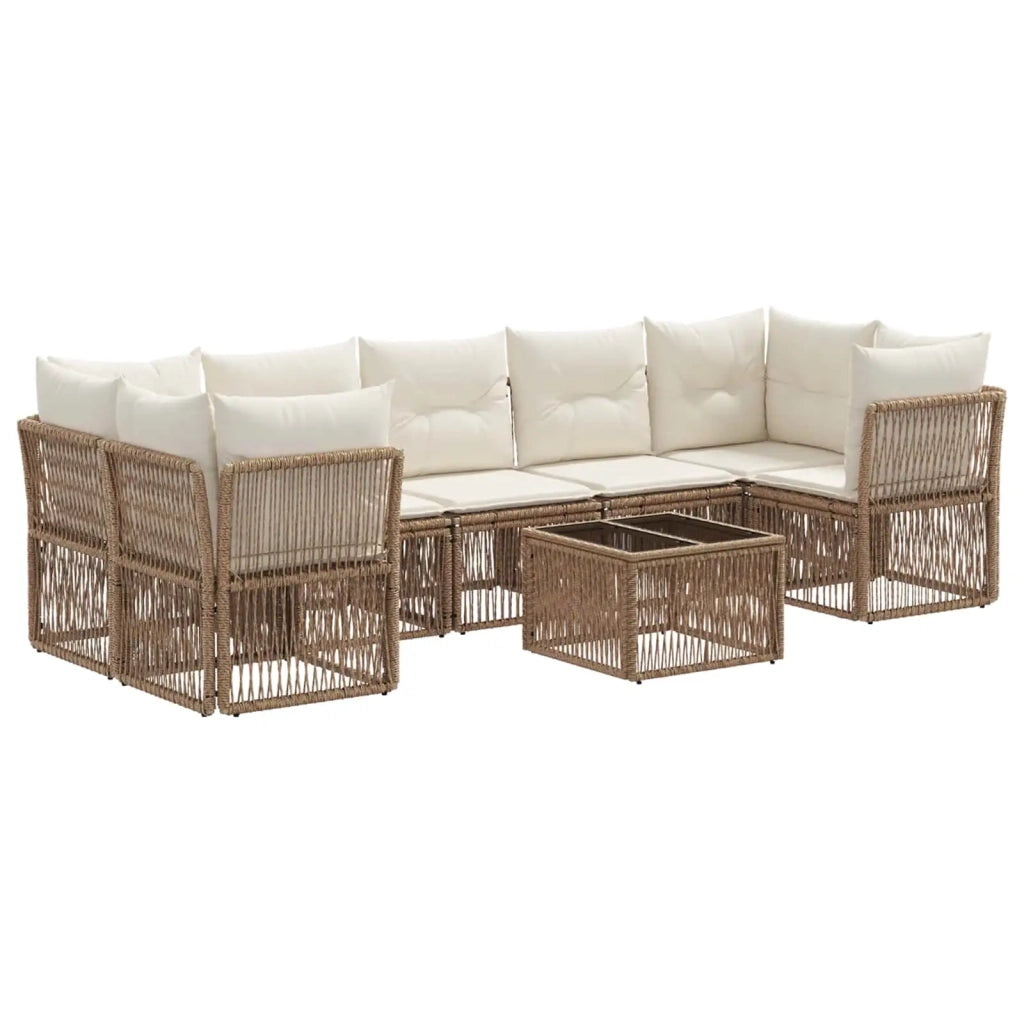 Set Divano da Giardino 8 pz Beige polyrattan 3434142