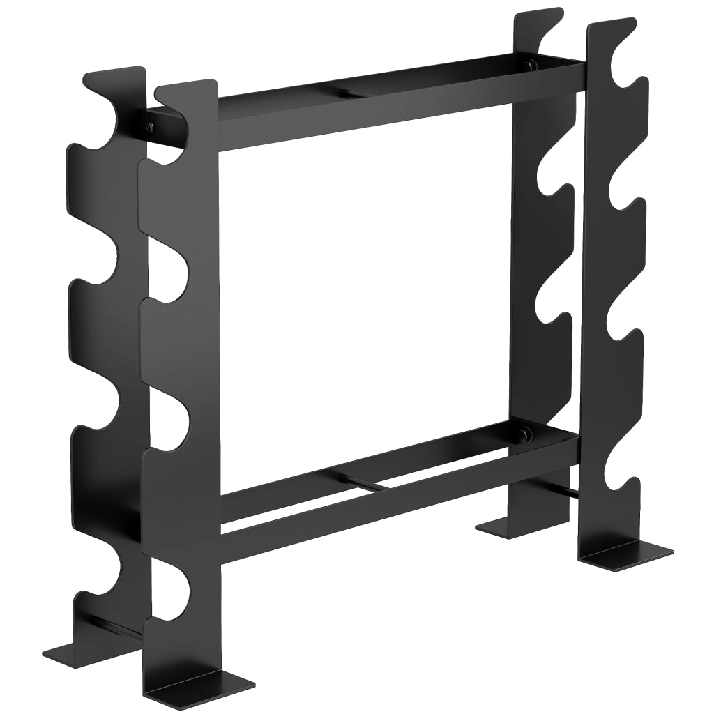 Porta Pesi e Rastrelliera Manubri 70x21x55 cm a 4 Ripiani Carico 200kg in Acciaio Nero