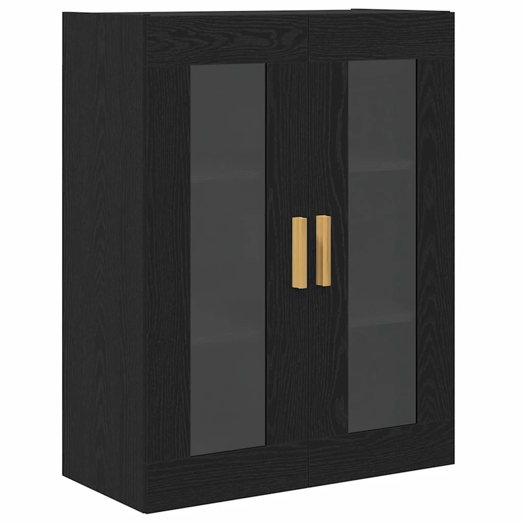 Armadietto a Muro | Mobile a Parete Rovere Nero 69,5 x 34 x 90 cm