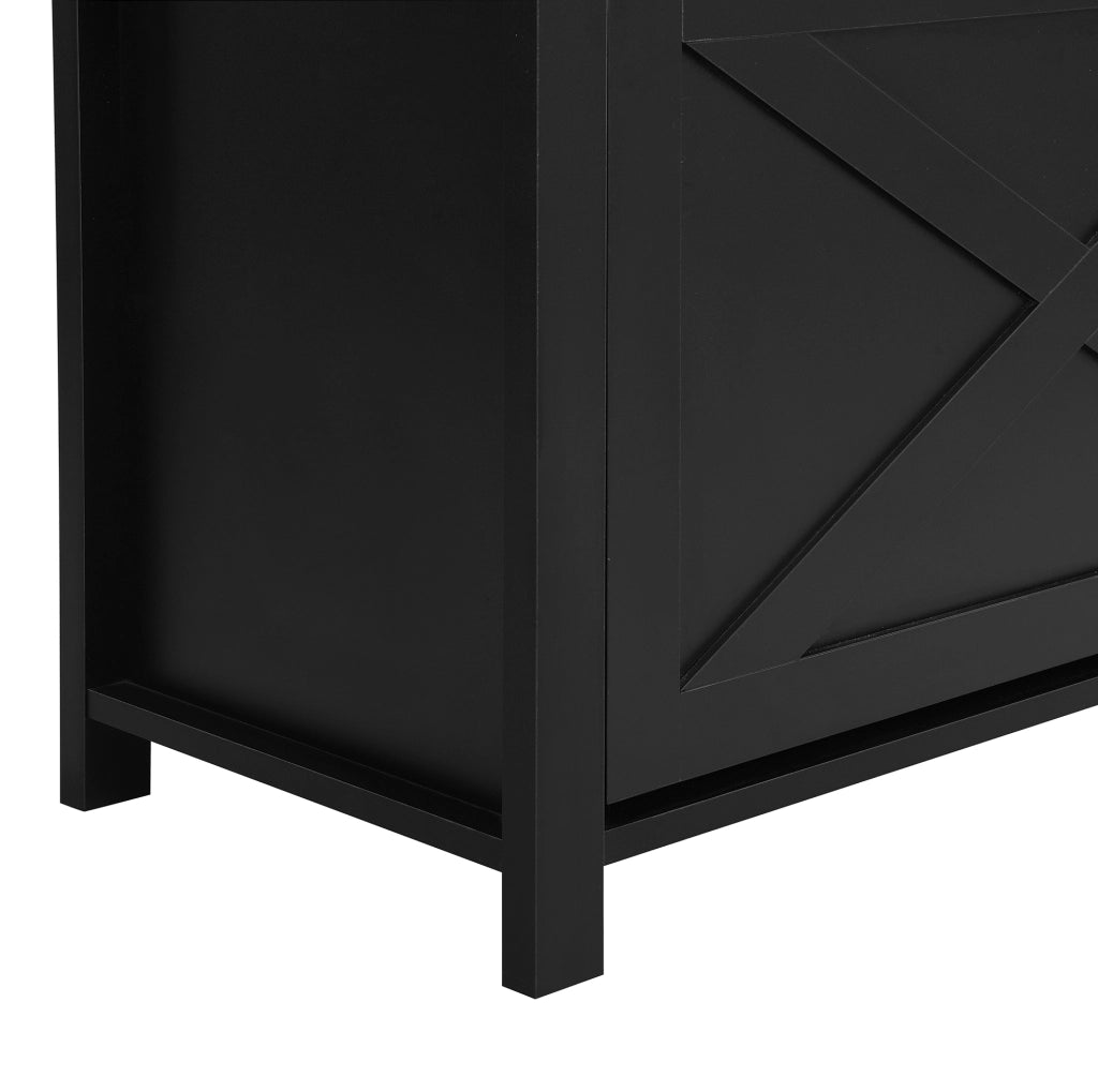 Garderobiera multifunzione con scarpiera; ganci e ripiano 195x75x35 cm; MDF nero e legno
