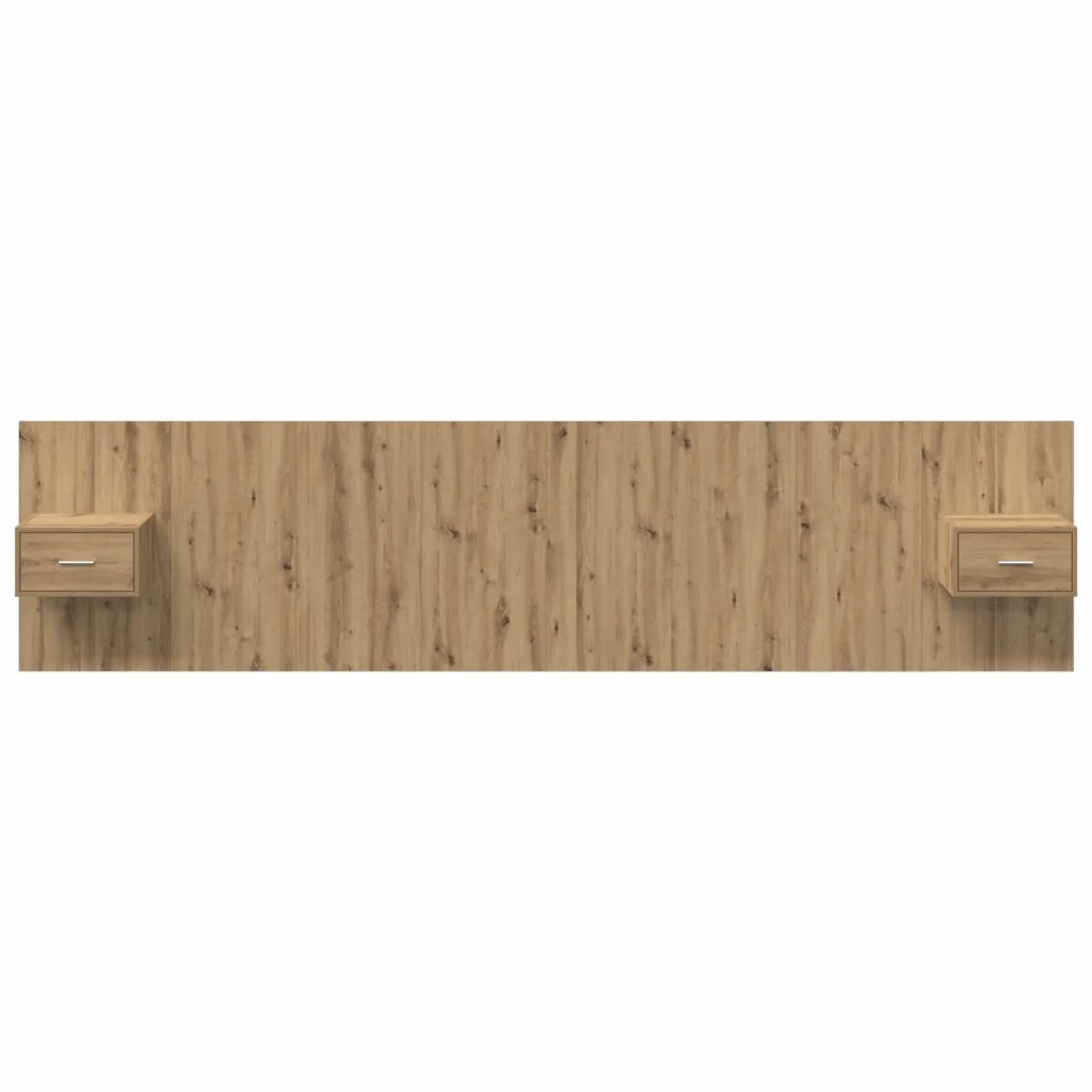 Testiera | Testata con Comodino 3 pcs Rovere artigianale Legno multistrato
