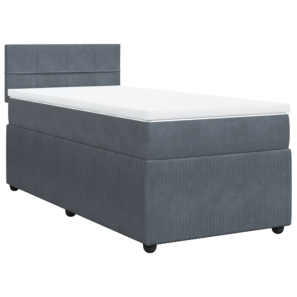 Giroletto a Molle con Materasso Grigio Scuro 90x190 cm Velluto