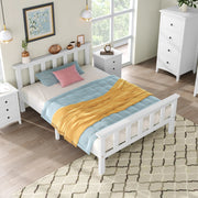 OKWISH Letto Singolo 90×200 cm con Testiera e Doghe Spesse, senza Materasso, in Legno Massello, Bianco