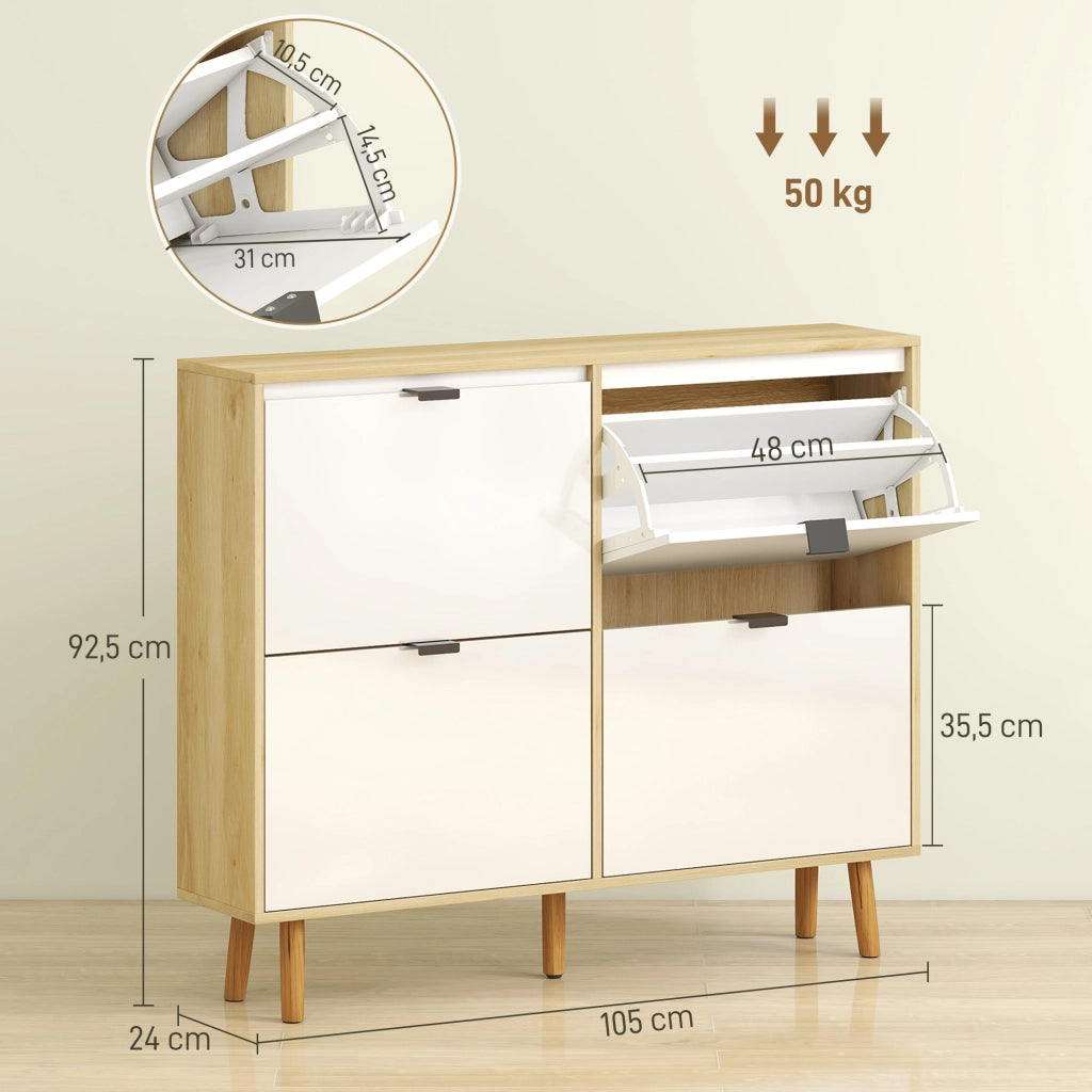 Armadio per Scarpe con 4 Ante ¨C zephmum ¨C Bianco Lucido 80x30x100 cm