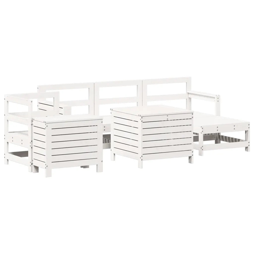 Set Divani da Giardino 7 pz Bianco in Legno Massello di Pinocod mxl 116863