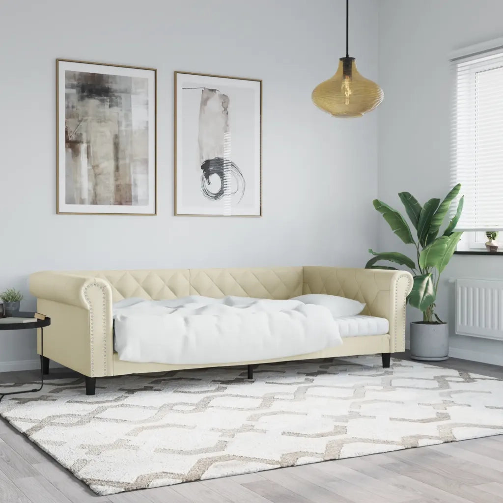 Letto da Giorno Crema 100x200 cm in Similpelle 354232