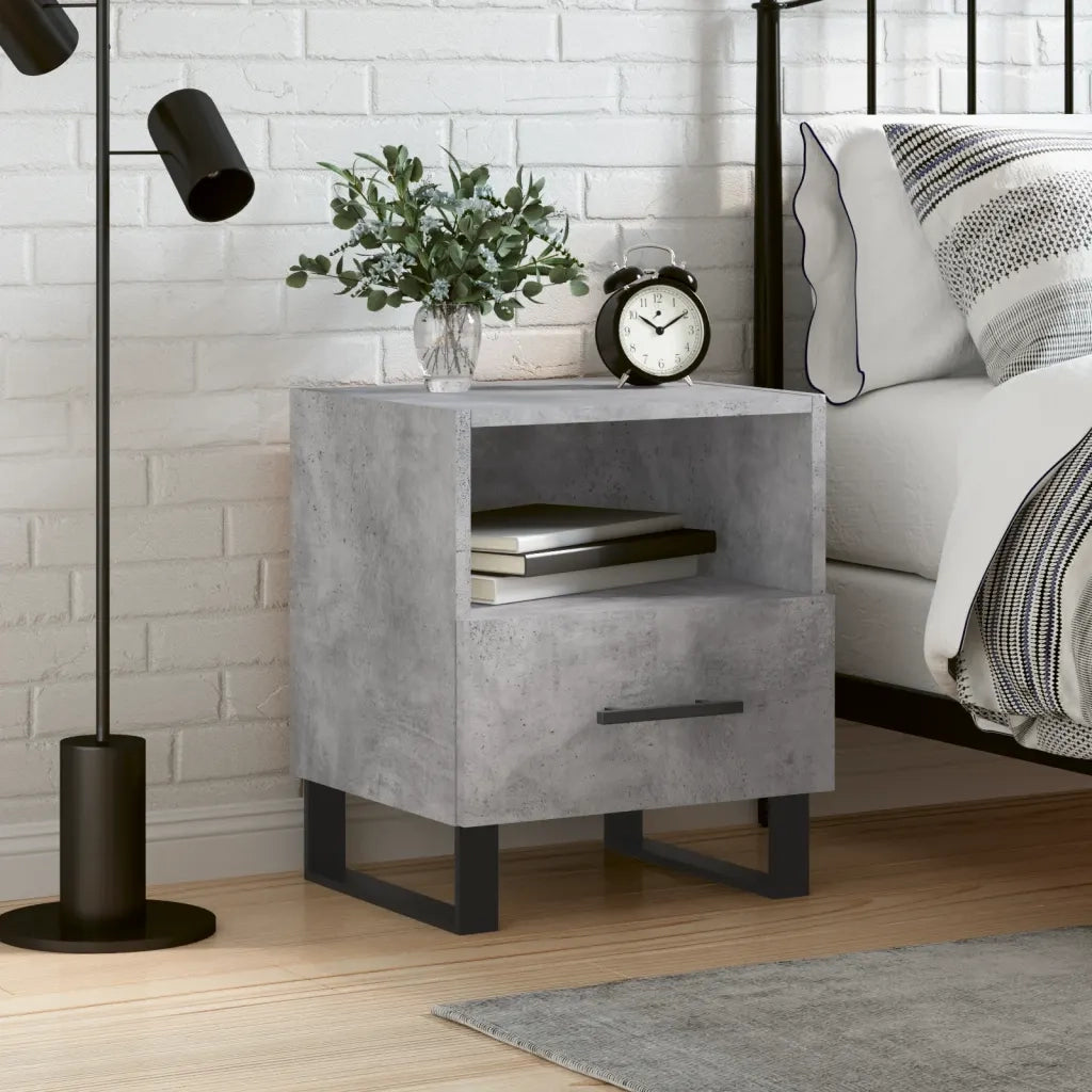 Comodino Grigio Cemento 40x35x47,5 cm in Legno Multistrato 827492