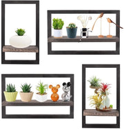 Set di 4 pannelli di parete quadrati - decorativi e funzionali - nero - legno