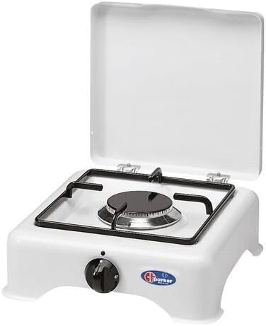 Parker 5321CGPM Fornello a gas da campeggio 1 fuoco GPL Metano 2.5 W con coperchio colore Bianco