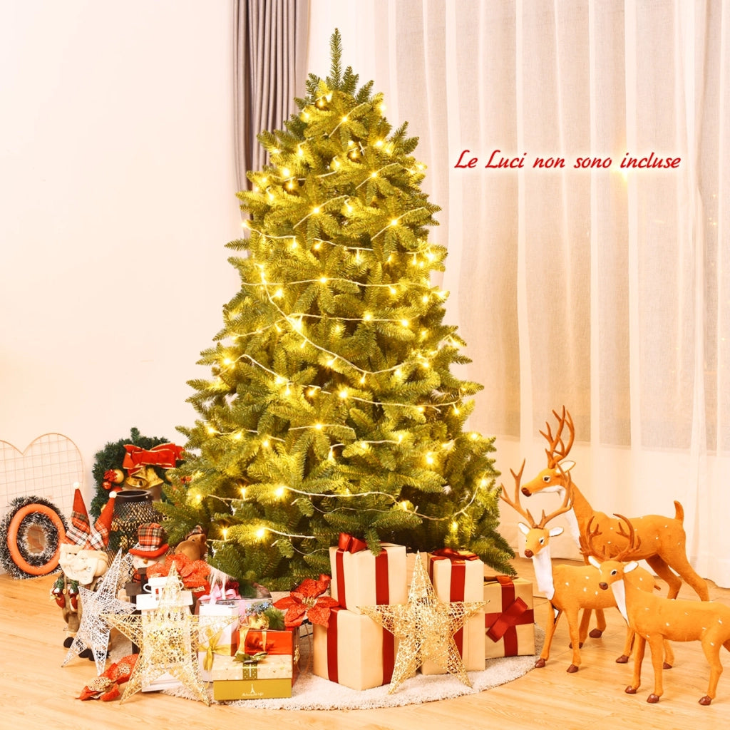 Albero di Natale 180 cm con 1250 rami in PVC, Abete artificiale con cerniere e solida base di metallo-Alberi di Natale