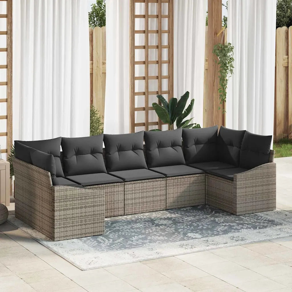 Set di divani con cuscino 7 pcs Grigio polyrattan 3346869