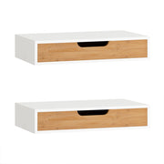 SoBuy | Set di 2 mensole a parete bianche con cassetto | Mensola galleggiante con cassetto integrato | Mensole da muro in MDF verniciato | 40×24×8 cm | Capacità di carico 16 kg | FRG92-WNX2