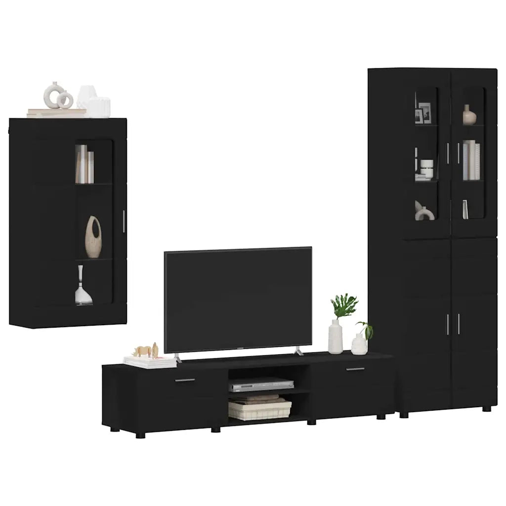 Set mobile TV con cassetto FLORIN 3 pcs Nero Legno multistrato