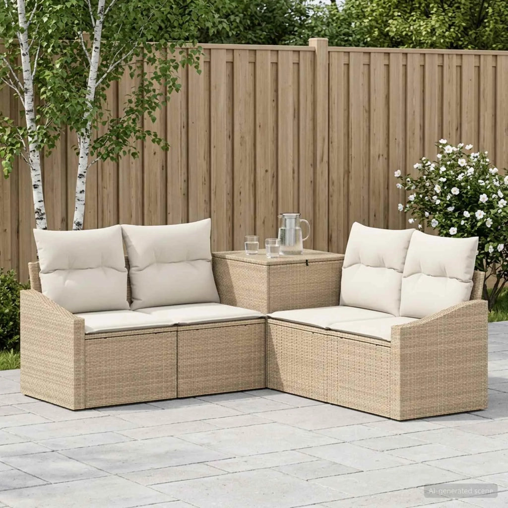 Set di divani 5 pz Beige e Bianco Crema 3447822