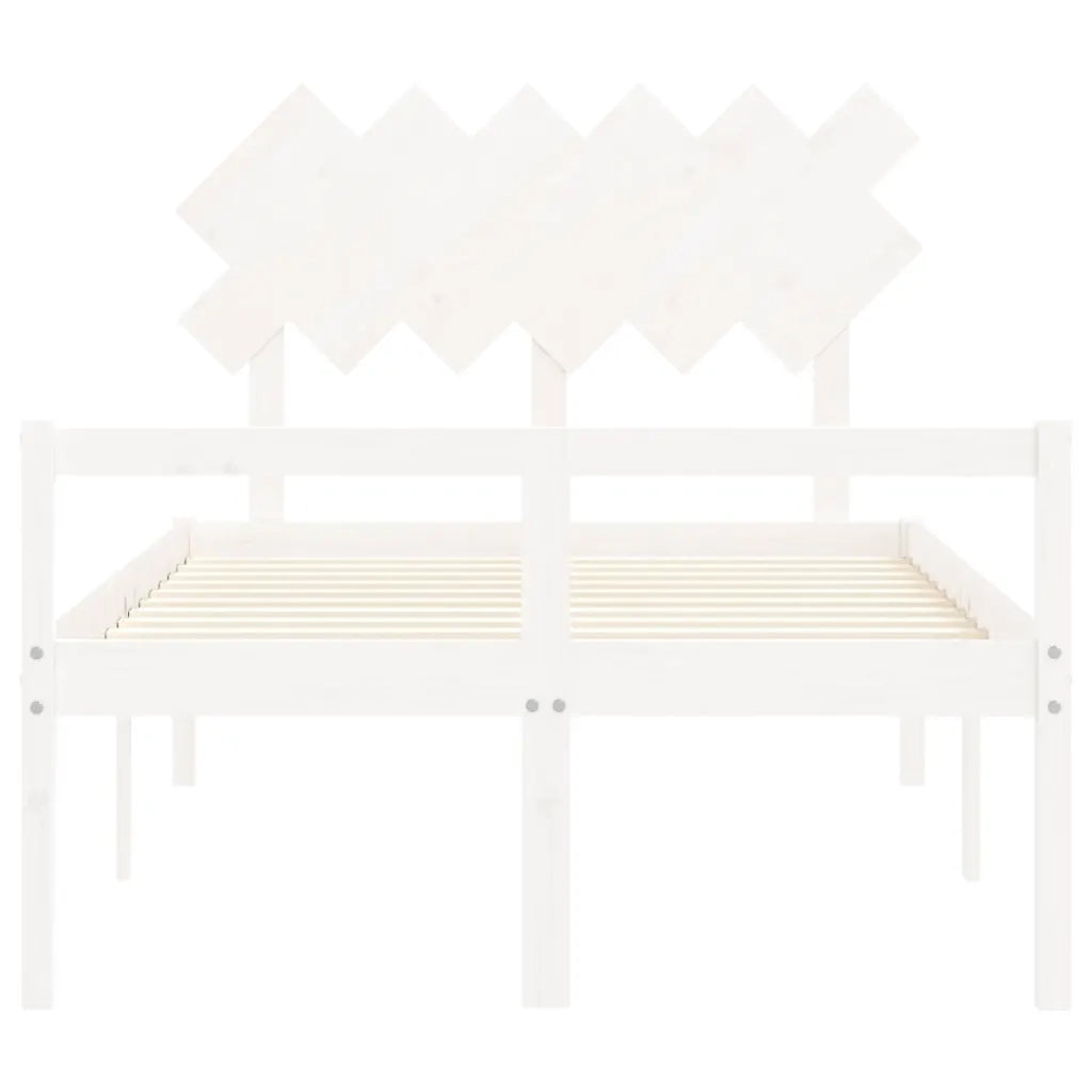 Letto per Anziani con Testiera Bianco Double in Legno Massello 3195522