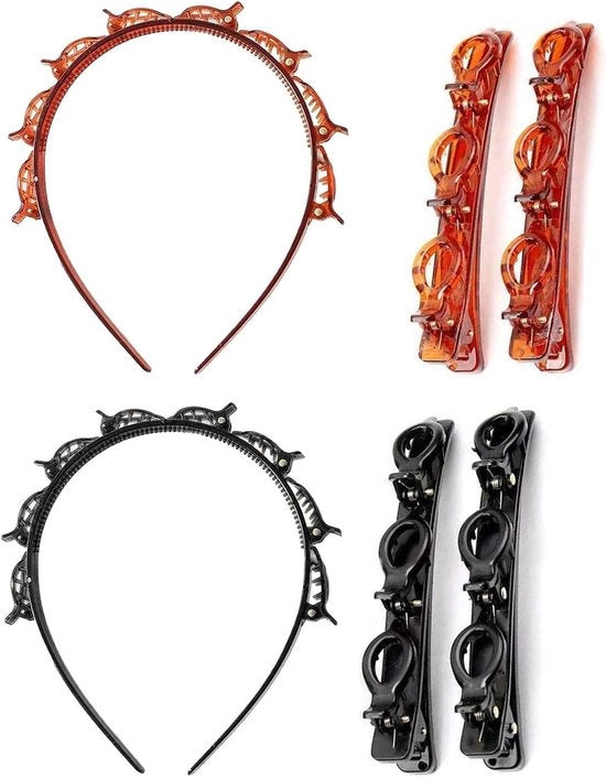 Due fascette con clip - pony capelli spille - inclusi 4 spille - aiuti per stile capelli - fascette accessori capelli per donne ragazze spille capelli