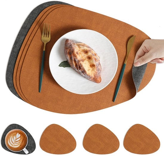 Piattino e sottopiatto antiscivolo, piattino antiscivolo a doppia faccia, piattino e sottopiatto lavabile e impermeabile, 42*34cm, Arancione giallo