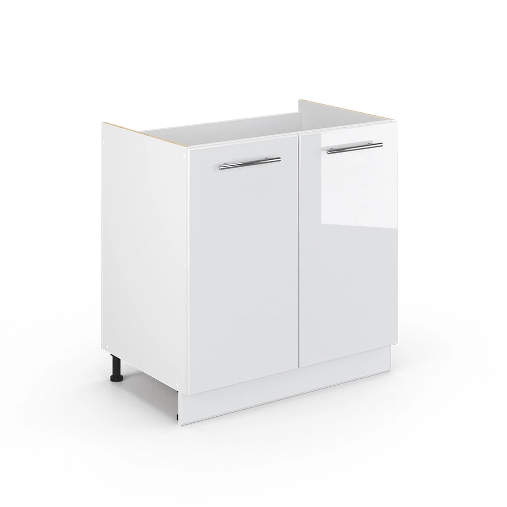 Mobile lavello cucina Fame-Line Bianco lucido/Bianco 80 cm senza piano di lavoro Vicco