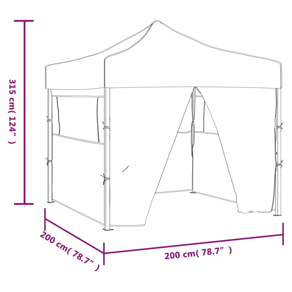 Gazebo | Pergolato Professionale Pieghevole con 4 Pareti 2x2m Acciaio Crema