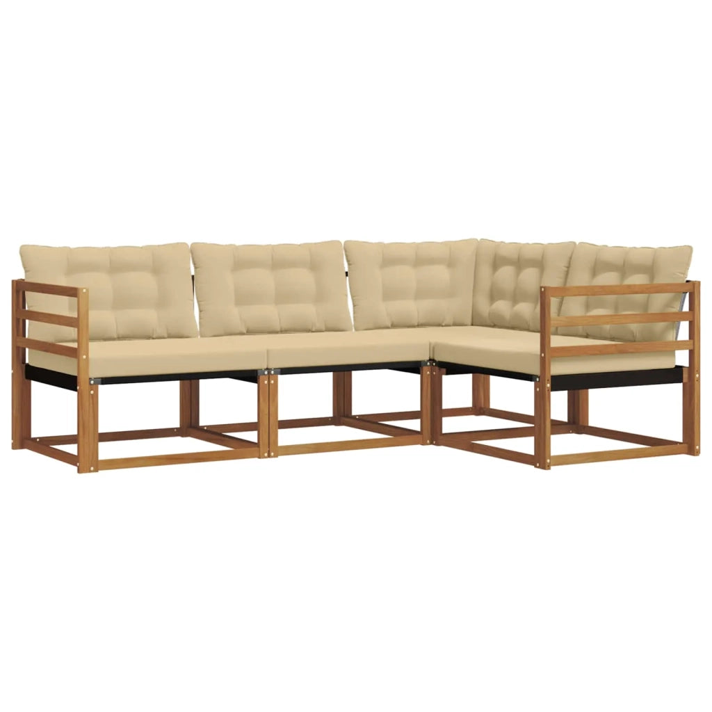 Set di divani da esterno con cuscino 4 pcs Naturale e Beige