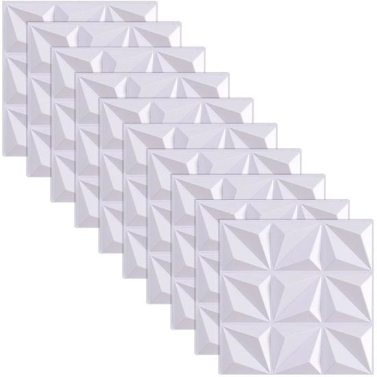 Pannelli da parete autoadesivi 30 x 30 cm Copertura parete 3D bianca Arredamento 10 pezzi Pannelli da soffitto decorativi 3D pannelli da parete PVC per ambienti di gioco, soffitto, decorazioni di parete con testura