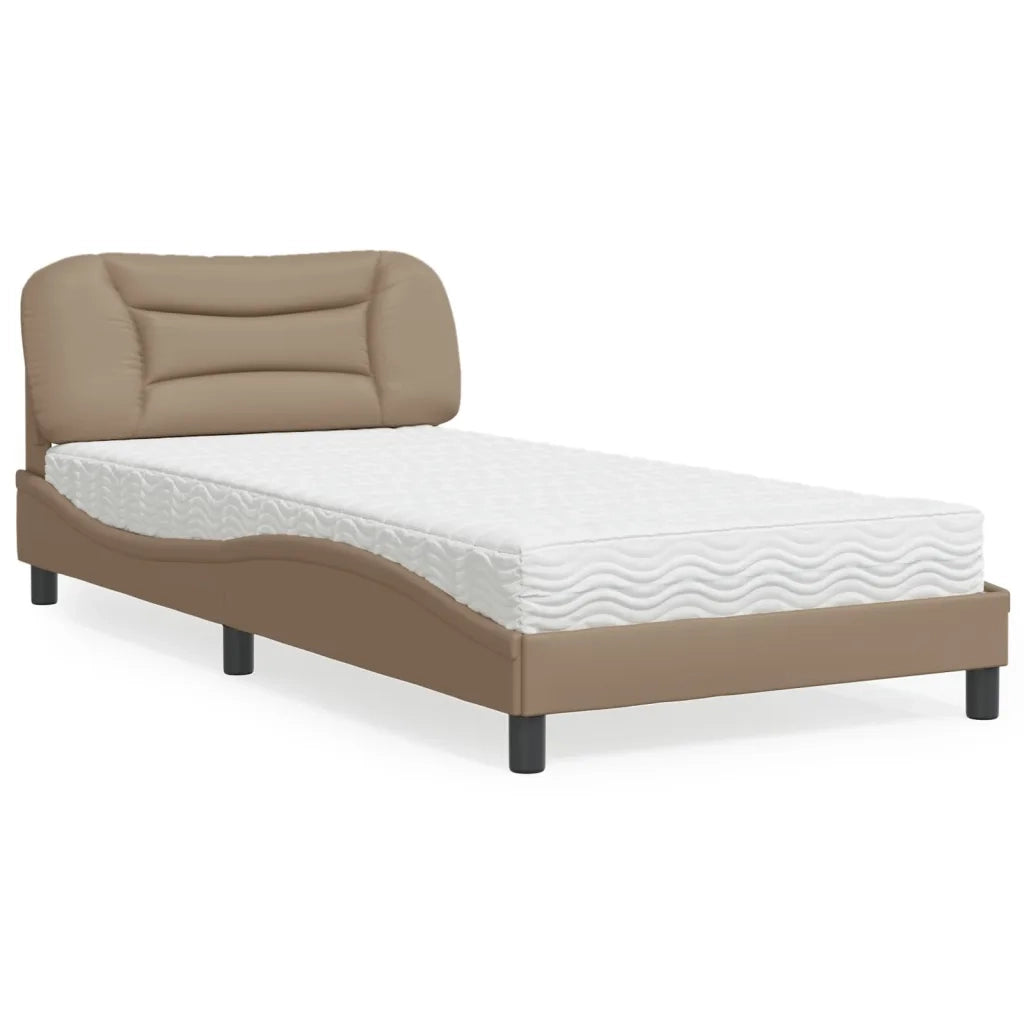 Letto con Materasso-Struttura Letto con Materasso Hvar Cappuccino 100x200cm Similpelle