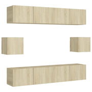 Set di mobili mobile credenza TV televisione soggiorno camera da letto soggiorno 6 pezzi rovere Sonoma multistrato marrone 02_0025119