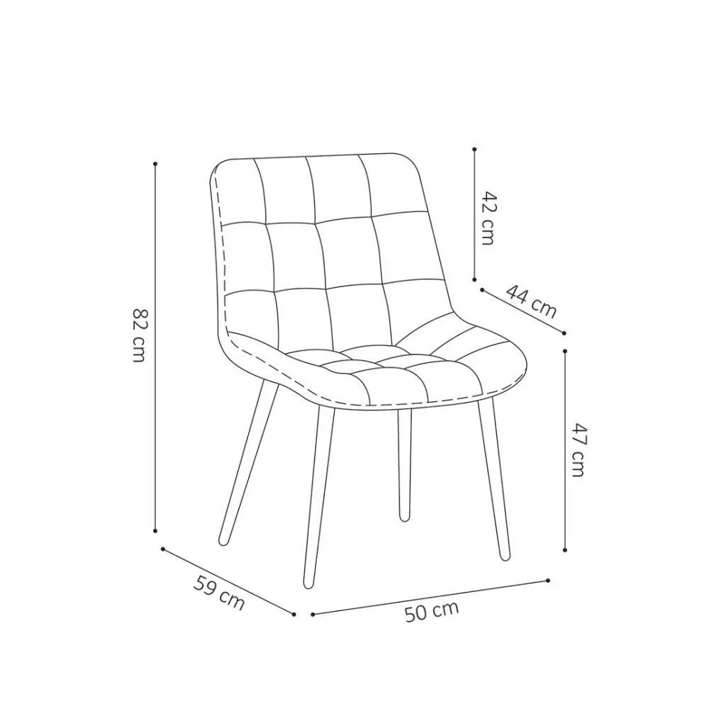 Sedia design KALI – Velluto taupe e gambe in metallo