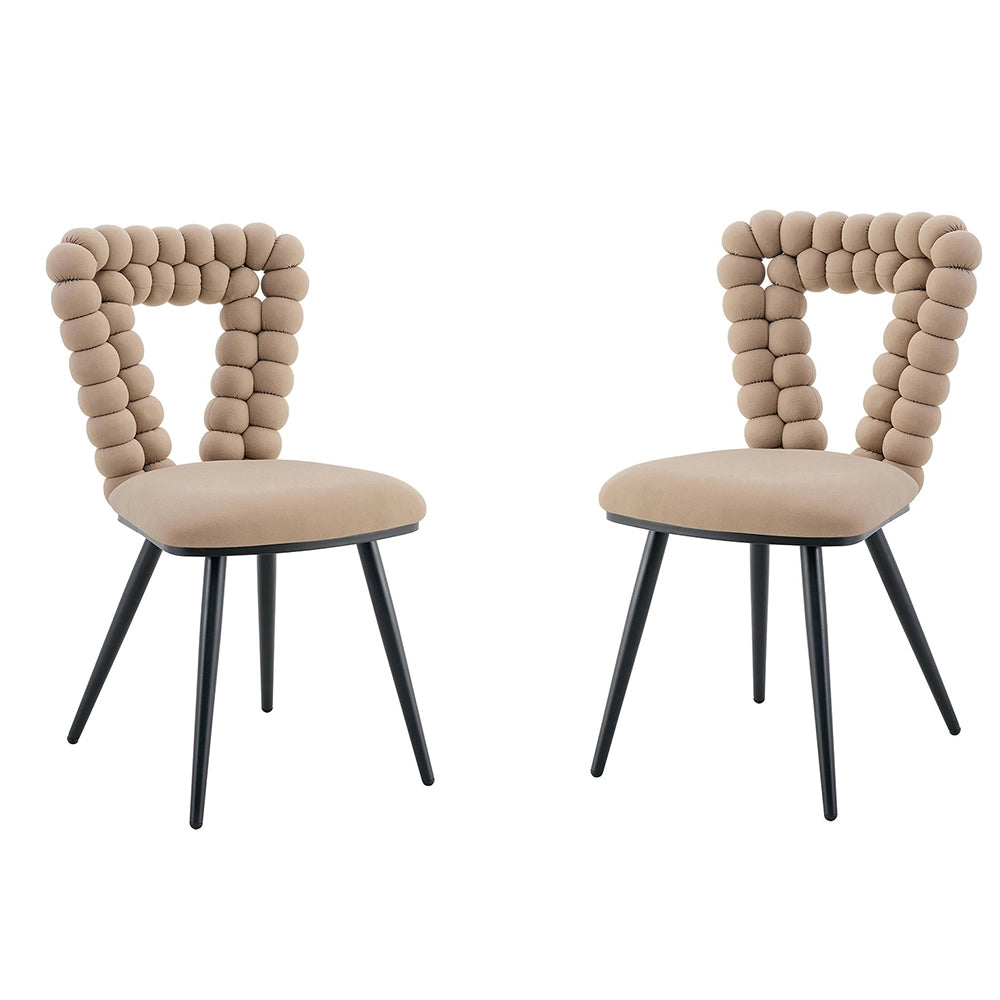 Set 2 sedie da pranzo - Xylo - velluto camel gambe nere schienale triangolare