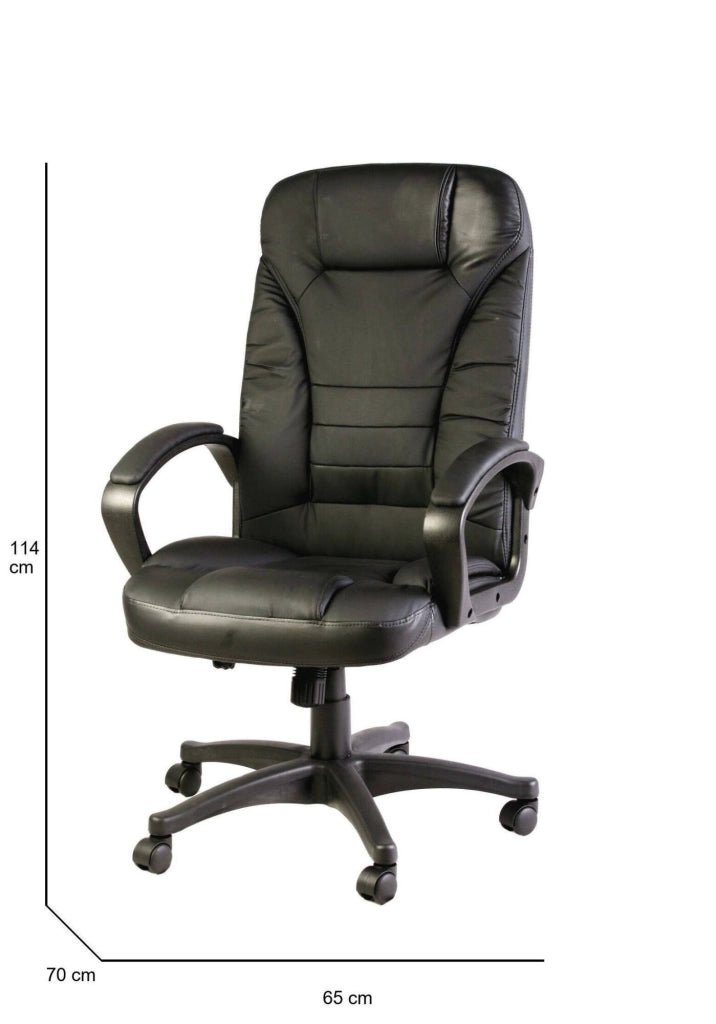 Sedia da ufficio Luciana, Poltrona presidenziale con braccioli, Sedia ergonomica da ufficio, 70x65h103/114 cm, Nero