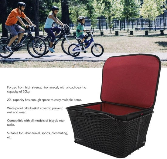 Sacchetto per bicicletta 20L - Cavo metallico - Sacchetto impermeabile - Materiale in acciaio resistente - Verniciatura anticorrosione - Sostenibile e affidabile - Portabicicletta