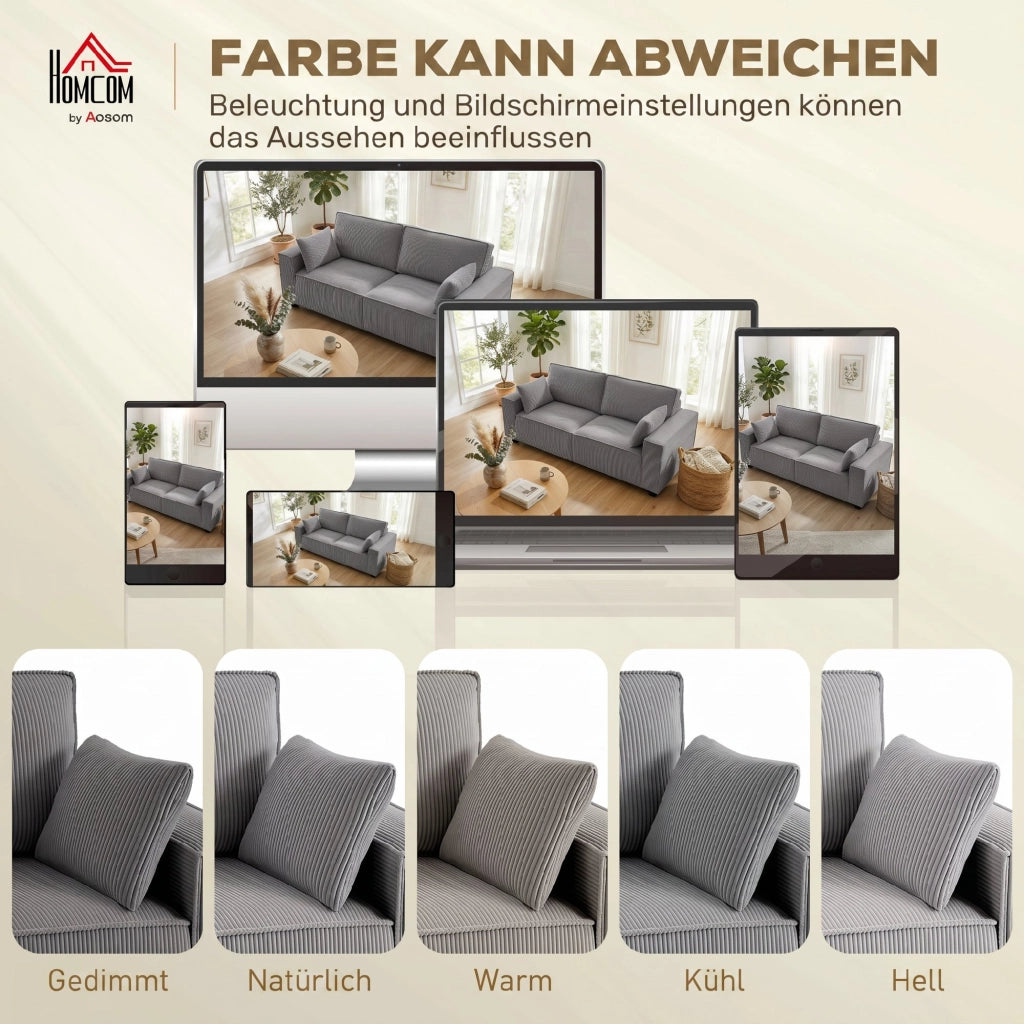 Divano 3 posti ¨C zephmum ¨C tessuto, grigio chiaro, 218 cm