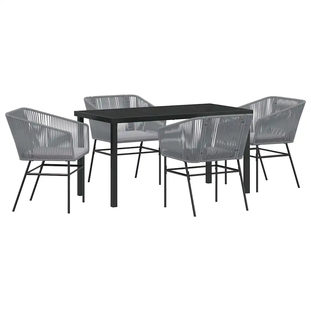 Set da Pranzo per Giardino con cuscino 5 pz | Set Salotto da Giardino Grigio
