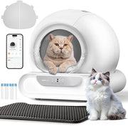 Cassetta Automatica per Gatti, 65L, Cassetta Automatica per Gatti con Funzione Antiderrito, Sicura, Regolazione con App, Cassetta Elettrica XXL con Sacchi e Panno per Gatti Multipli, Bianca