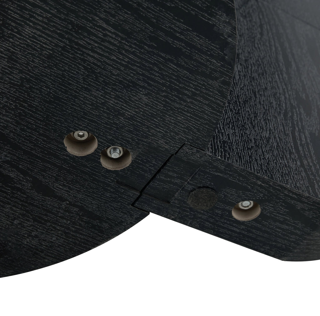 Tavolino da salotto rotondo a livelli in MDF e vetro temperato, nero e trasparente
