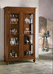 Vetrina classica in legno massello 2 porte tinta noce l.102 p.42 h.191 - Mobili 2G