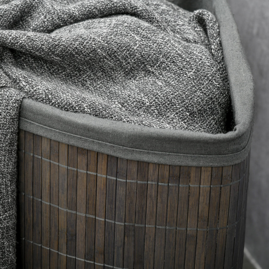 Cesto portabiancheria in bambù 55 L con coperchio e sacco interno estraibile, 38 x 38 x 57 cm, grigio