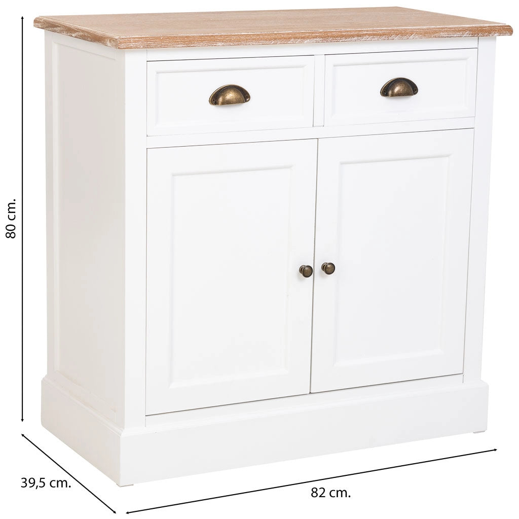 Mobile da ingresso in legno bianco 2 cassetti e 2 ante 82x39,5x80h cm