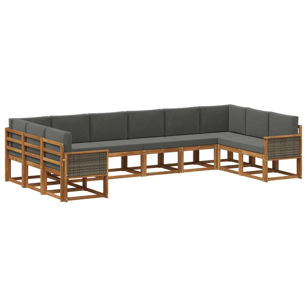 Set di divani da esterno 10 pz Naturale e Antracite 3385568