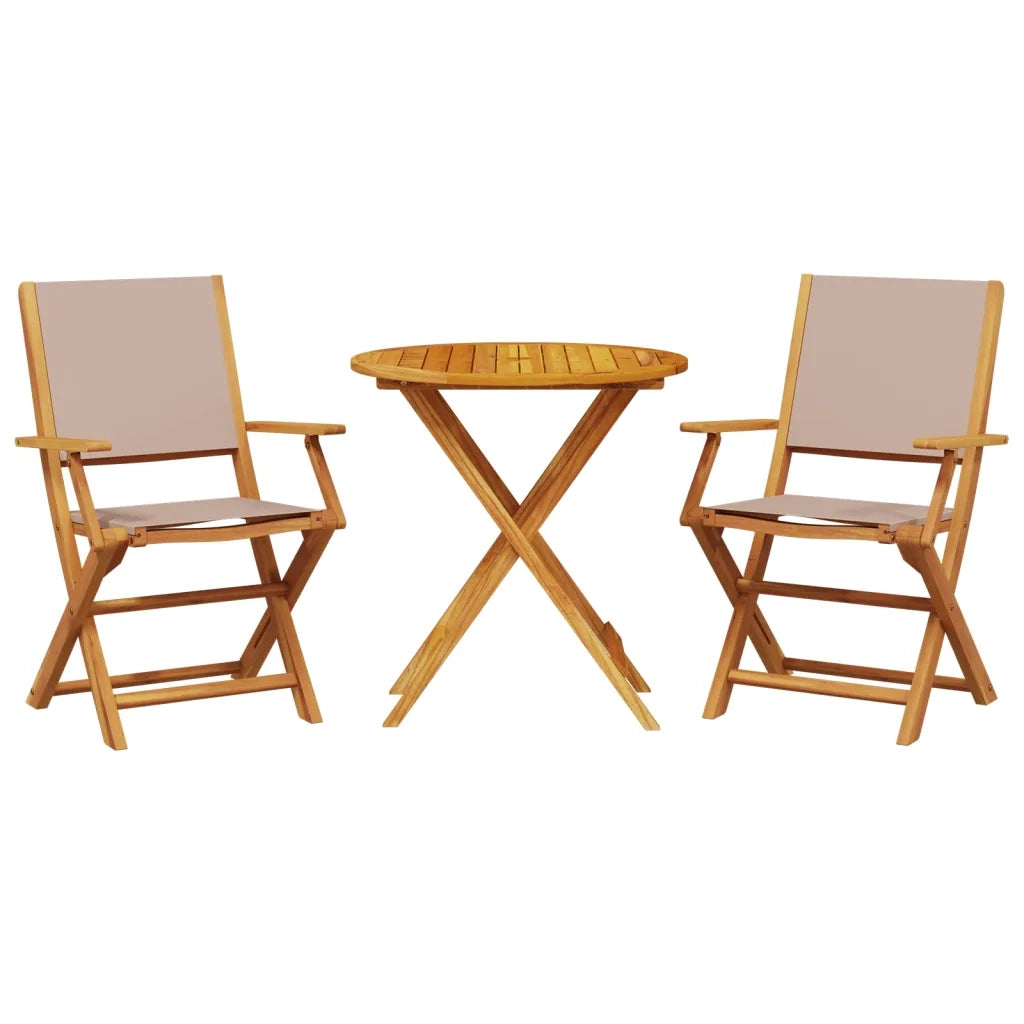 Set da Bistrot 3pz Tortora in Tessuto e Legno Massello 3281858
