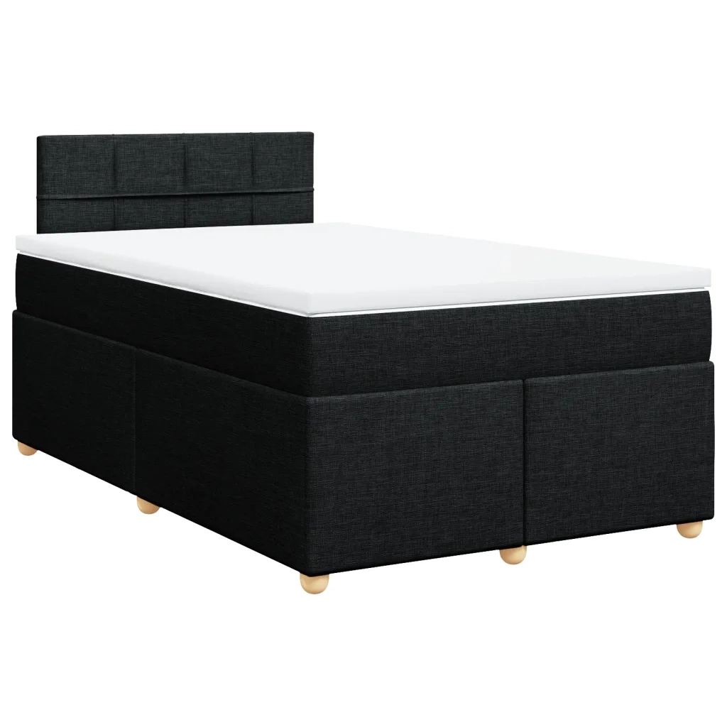 Giroletto a Molle con Materasso Nero 120x190 cm in Tessuto